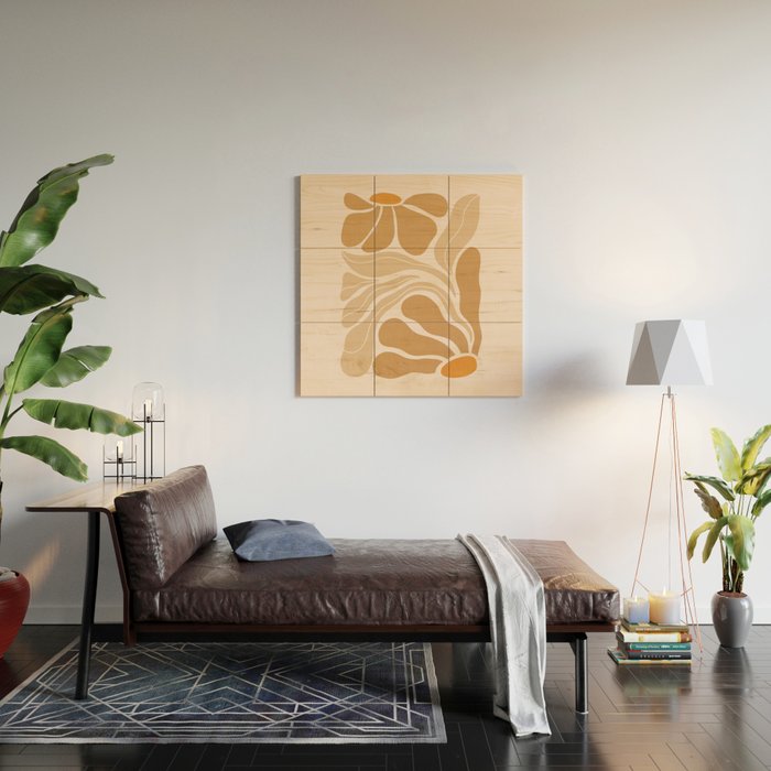 Modern Boho Art Nouveau Floral 2.3 Neutral Sand Wood Wall Art Gallery Image 2