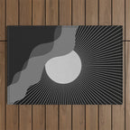 Abstraction_SUNRISE_SUNSET_BLACK_WHITE_MONO_POP_ART_0622A Outdoor Rug Gallery Image 1