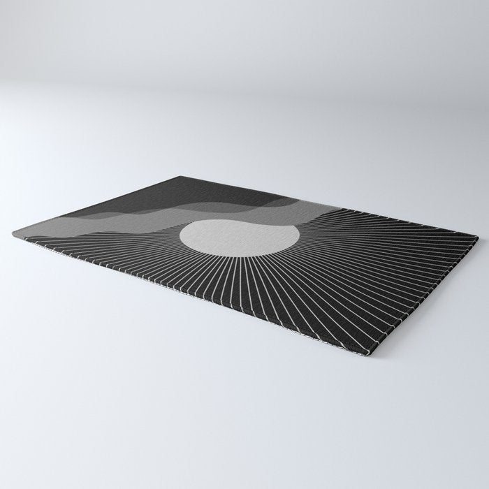 Abstraction_SUNRISE_SUNSET_BLACK_WHITE_MONO_POP_ART_0622A Rug Gallery Image 3
