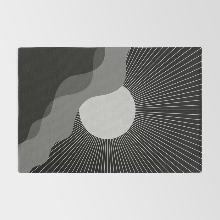 Abstraction_SUNRISE_SUNSET_BLACK_WHITE_MONO_POP_ART_0622A Rug Gallery Image 2