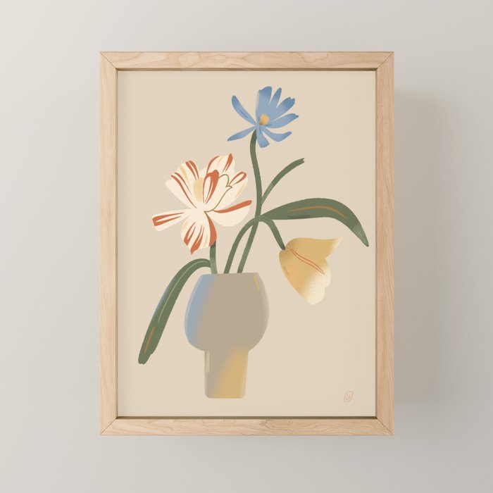  Decorative Flowers in a Vase Mini Art Print Gallery Image 1