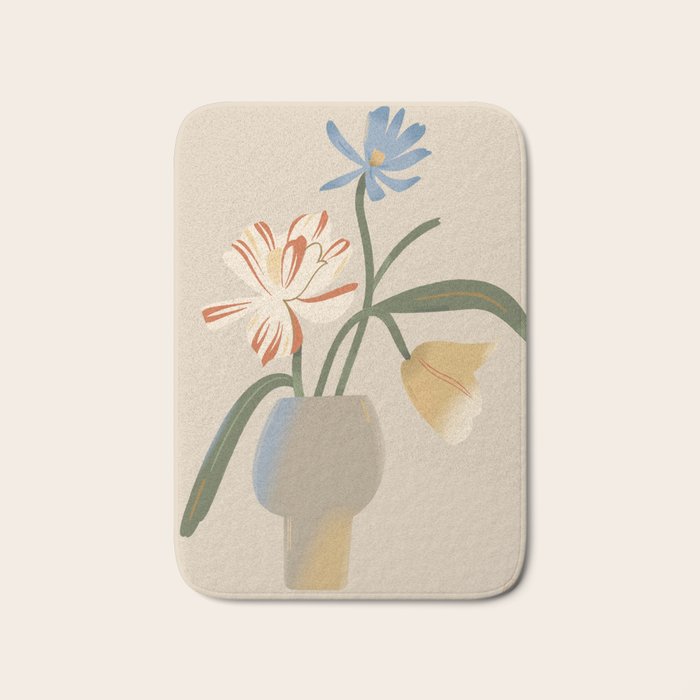  Decorative Flowers in a Vase Bath Mat Gallery Image 1