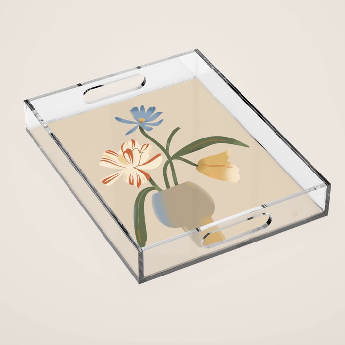  Decorative Flowers in a Vase Acrylic Tray Gallery Image 1