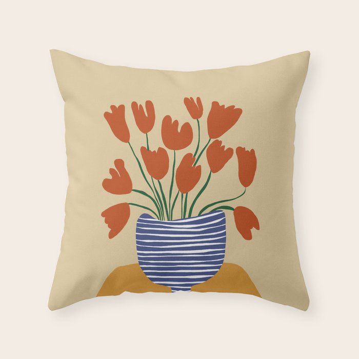 Tulip pot Throw Pillow Gallery Image 6