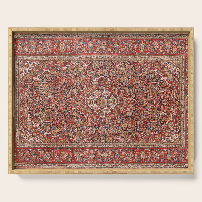 Kashan  Antique Persian Rug Print Serving Tray Gallery Image 1