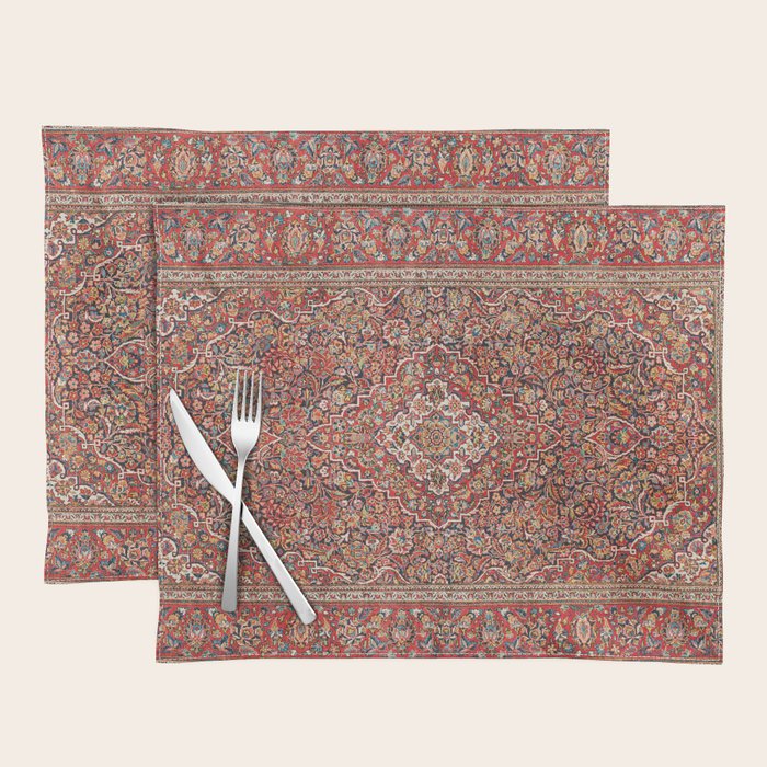 Kashan  Antique Persian Rug Print Placemat Gallery Image 1