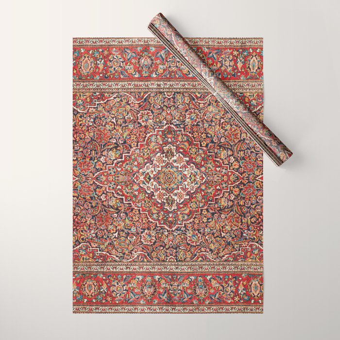 Kashan  Antique Persian Rug Print Wrapping Paper Gallery Image 1