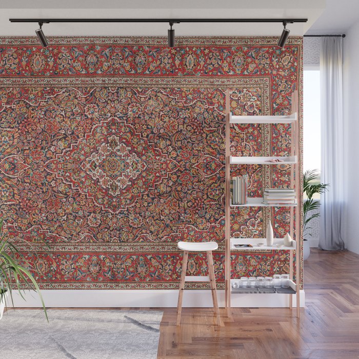 Kashan  Antique Persian Rug Print Wall Mural Gallery Image 1