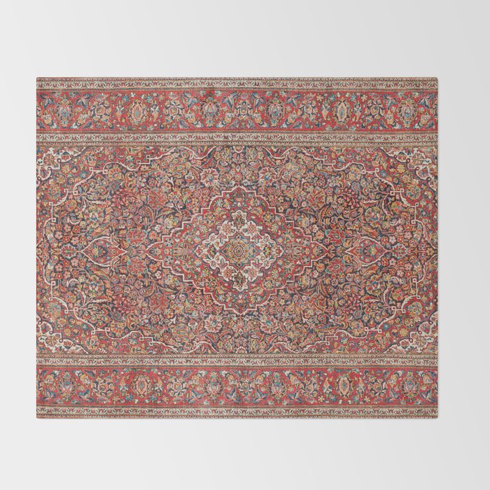 Kashan  Antique Persian Rug Print Throw Blanket Gallery Image 2