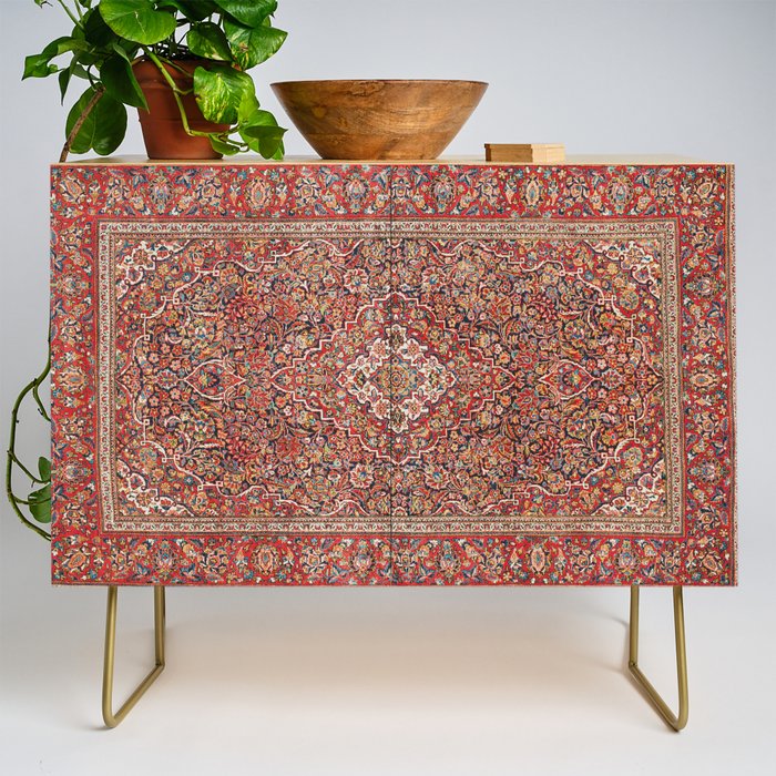 Kashan  Antique Persian Rug Print Credenza Gallery Image 1