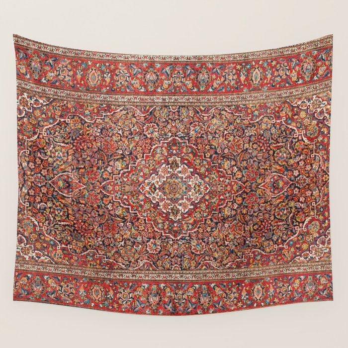 Kashan  Antique Persian Rug Print Wall Tapestry Gallery Image 1