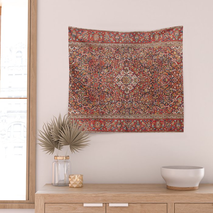 Kashan  Antique Persian Rug Print Wall Tapestry Gallery Image 2