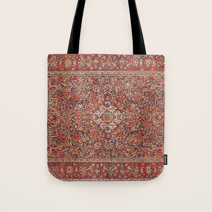 Kashan  Antique Persian Rug Print Tote Bag Gallery Image 1
