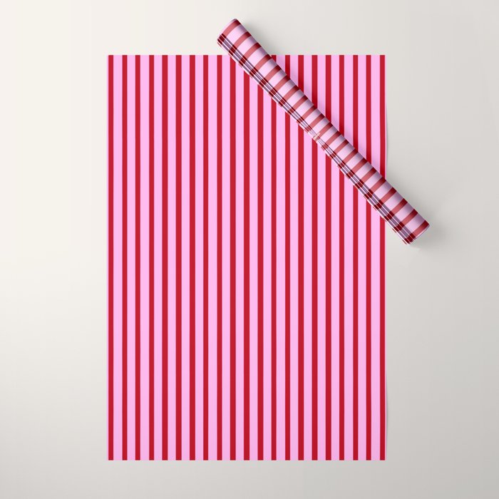 Pink and Red Candy Stripes Pattern Wrapping Paper Gallery Image 1