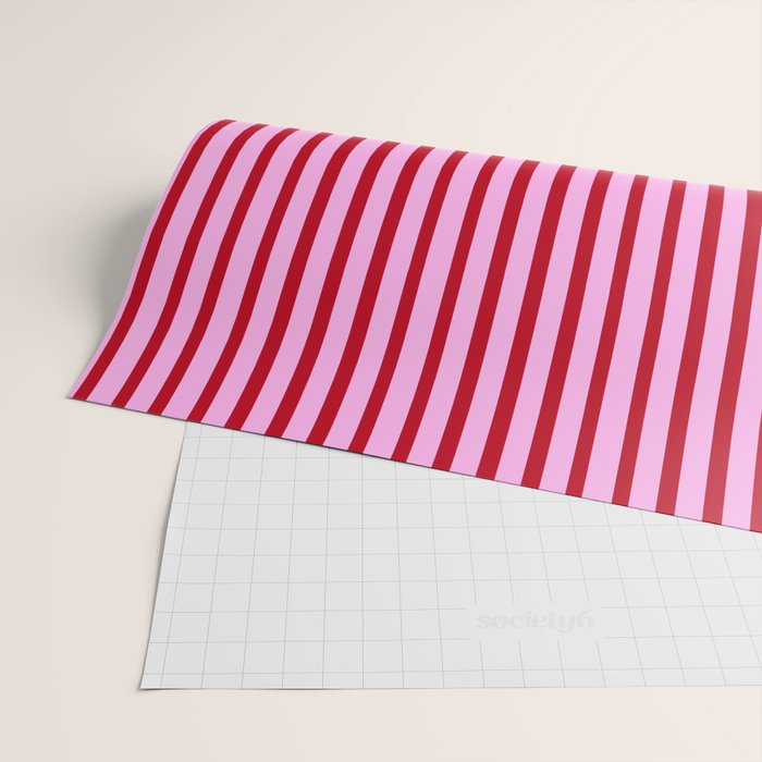 Pink and Red Candy Stripes Pattern Wrapping Paper Gallery Image 2