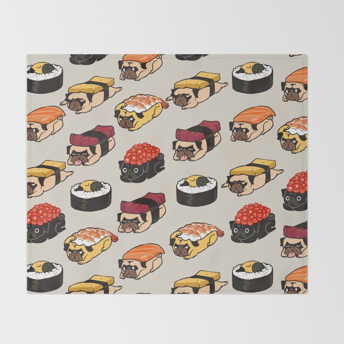 Sushi Pug Throw Blanket Gallery Image 2