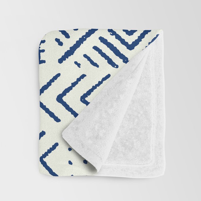 Line Mud Cloth // Ivory & Navy Throw Blanket Gallery Image 3