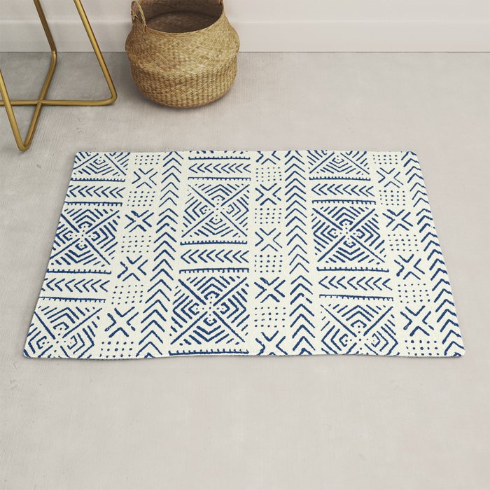 Line Mud Cloth // Ivory & Navy Rug Gallery Image 1