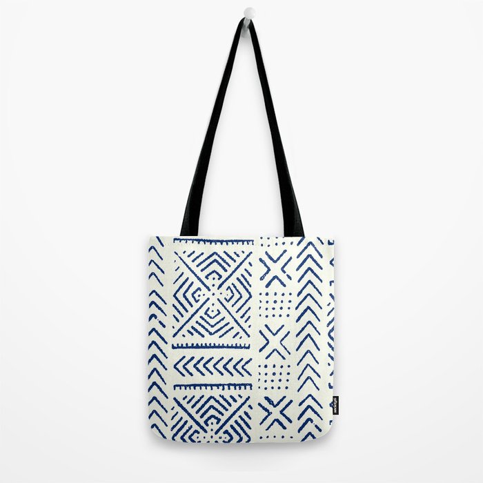 Line Mud Cloth // Ivory & Navy Tote Bag Gallery Image 2