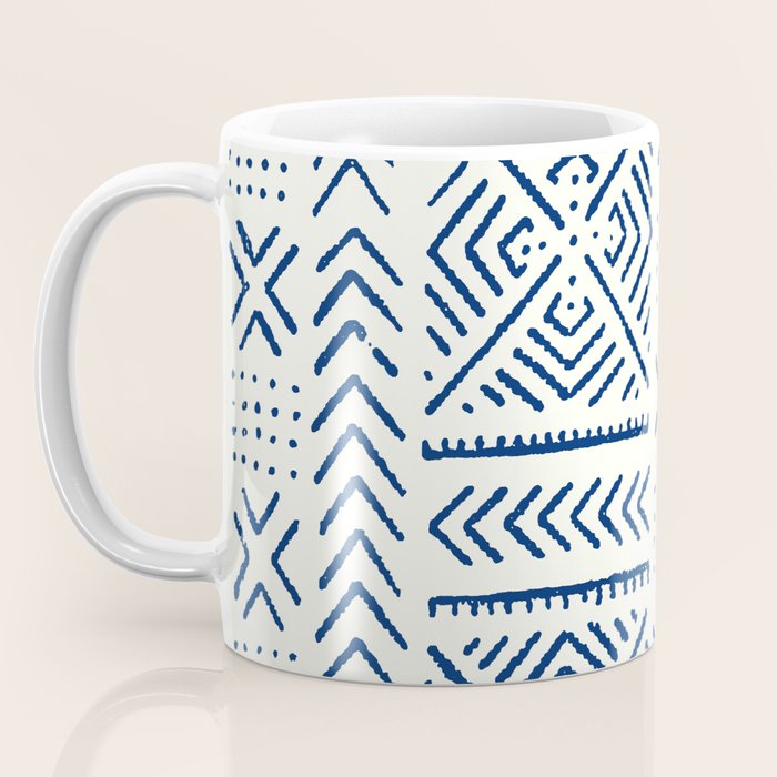 Line Mud Cloth // Ivory & Navy Coffee Mug Gallery Image 3