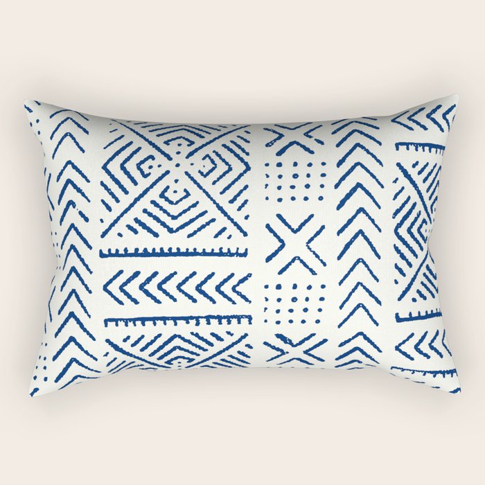 Line Mud Cloth // Ivory & Navy Rectangular Pillow Gallery Image 1