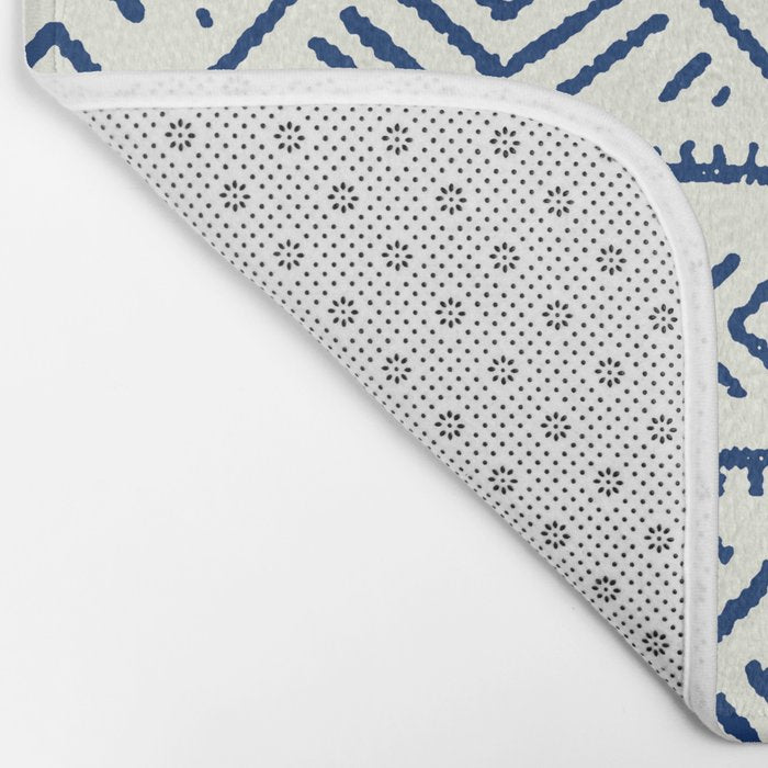 Line Mud Cloth // Ivory & Navy Bath Mat Gallery Image 2