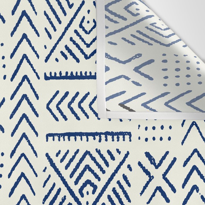 Line Mud Cloth // Ivory & Navy Wall Tapestry Gallery Image 3