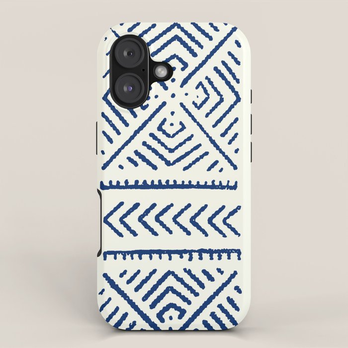 Line Mud Cloth // Ivory & Navy iPhone Case Gallery Image 1