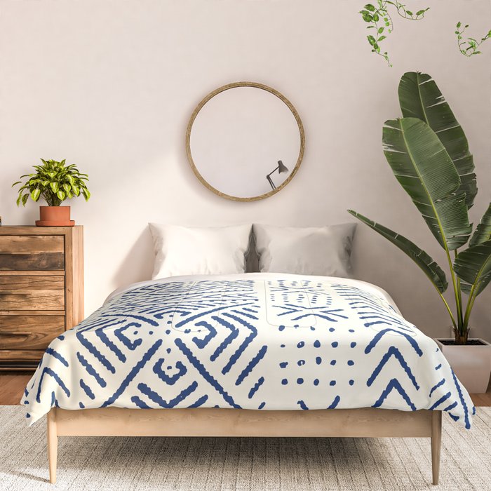 Line Mud Cloth // Ivory & Navy Comforter Gallery Image 3