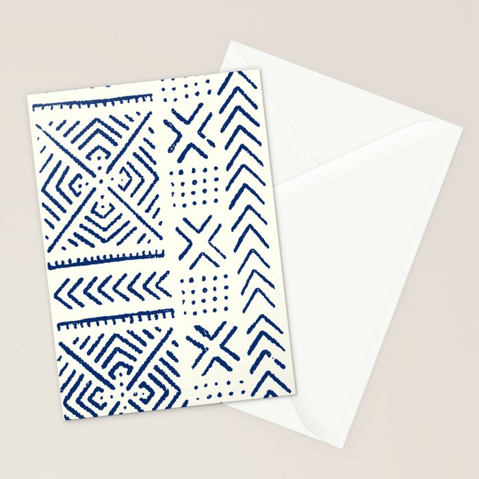 Line Mud Cloth // Ivory & Navy Stationery Card Gallery Image 2