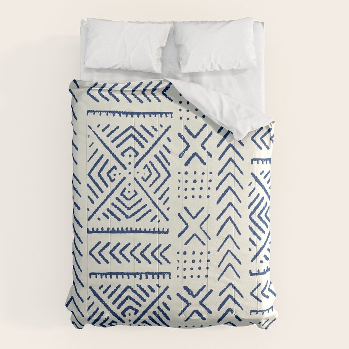 Line Mud Cloth // Ivory & Navy Comforter Gallery Image 6