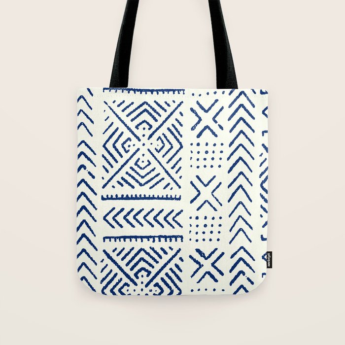 Line Mud Cloth // Ivory & Navy Tote Bag Gallery Image 1