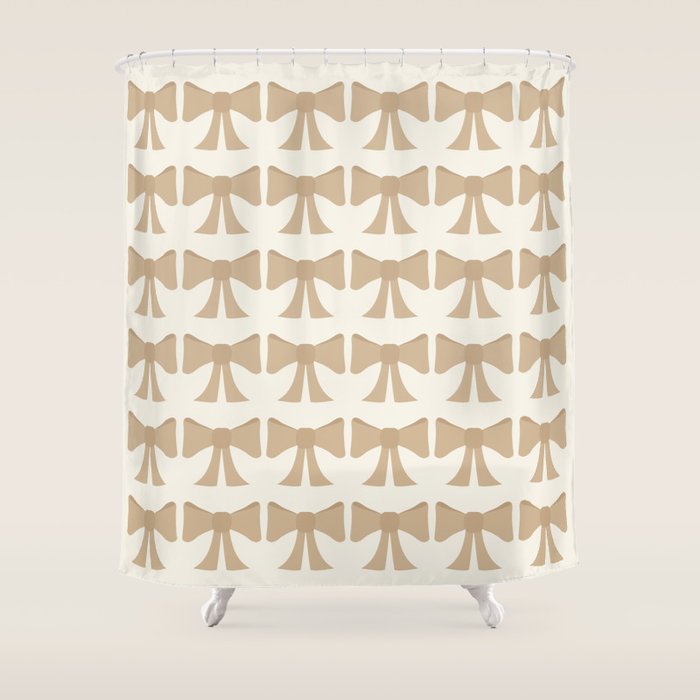Vintage Bows X Neutral Beige Shower Curtain Gallery Image 1