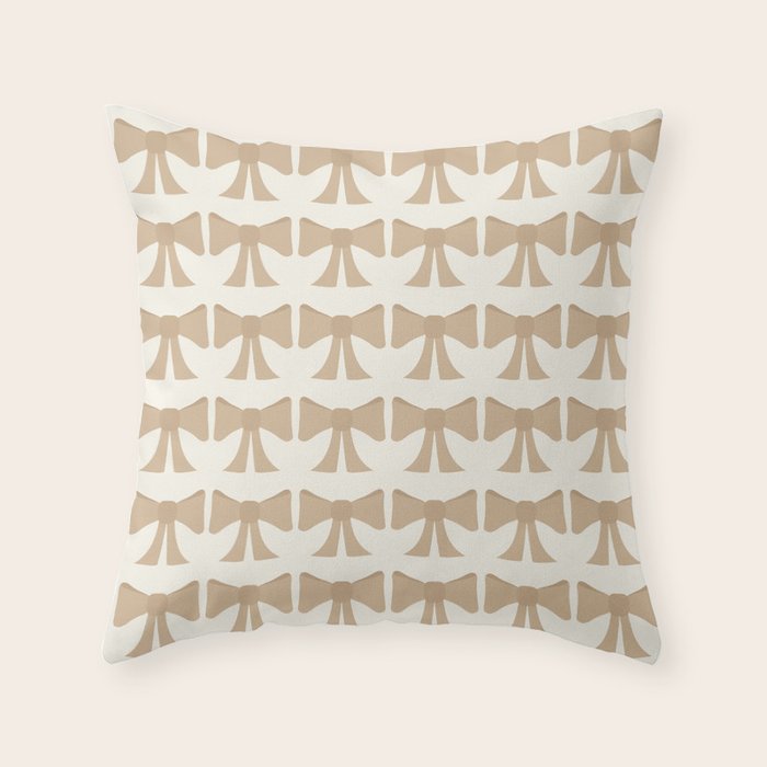 Vintage Bows X Neutral Beige Throw Pillow Gallery Image 1