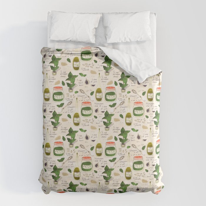 Pesto. Illustrated Recipe. Duvet Cover Gallery Image 6