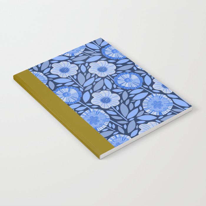 Folk Floral Blossoms in Midnight Blue Notebook Gallery Image 1