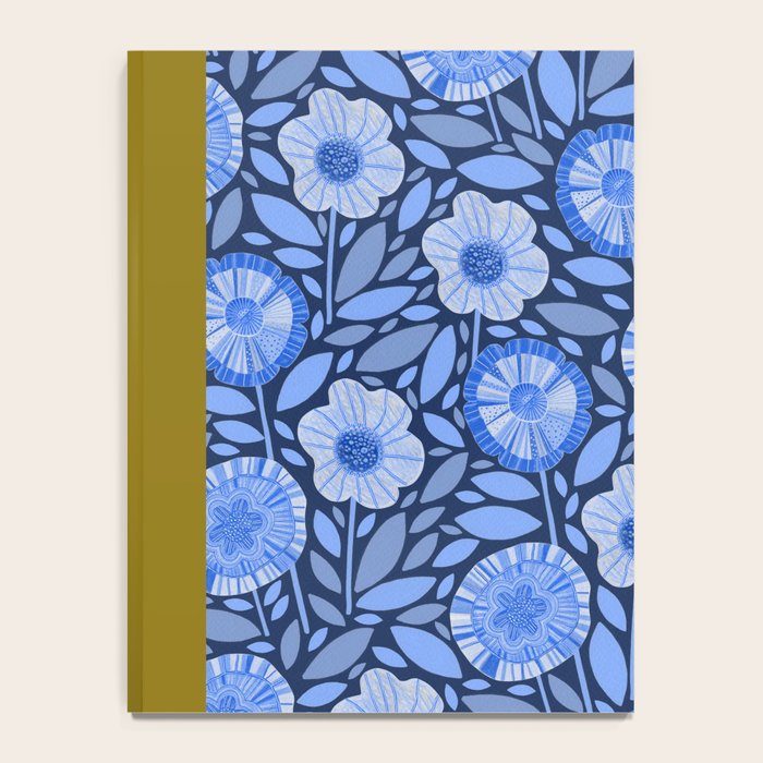 Folk Floral Blossoms in Midnight Blue Notebook Gallery Image 4