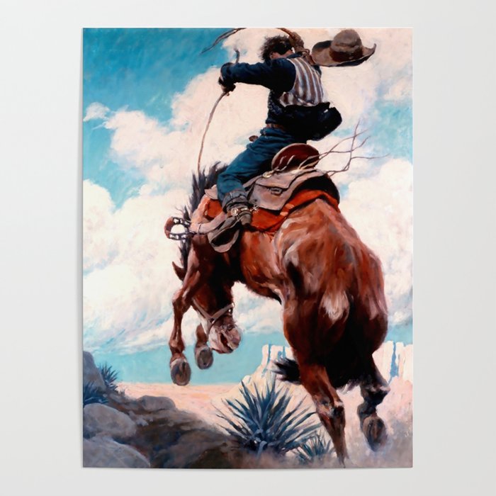 Vintage Western Painting âBuckingâ by N C Wyeth Poster Gallery Image 4