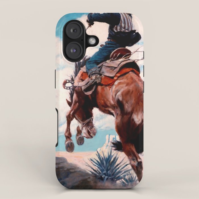 Vintage Western Painting âBuckingâ by N C Wyeth iPhone Case Gallery Image 1