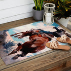 Vintage Western Painting âBuckingâ by N C Wyeth Outdoor Rug Gallery Image 2