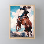 Vintage Western Painting âBuckingâ by N C Wyeth Mini Art Print Gallery Image 1
