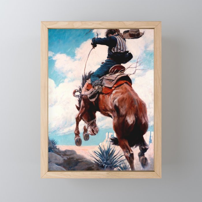 Vintage Western Painting âBuckingâ by N C Wyeth Mini Art Print Gallery Image 1