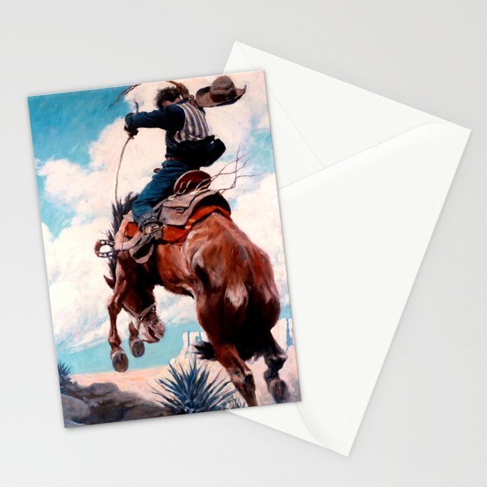 Vintage Western Painting âBuckingâ by N C Wyeth Stationery Card Gallery Image 2