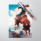 Vintage Western Painting âBuckingâ by N C Wyeth Wrapping Paper Gallery Image 1