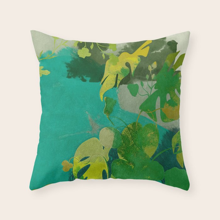 Leaves nature abstract Throw Pillow Gallery Image 6