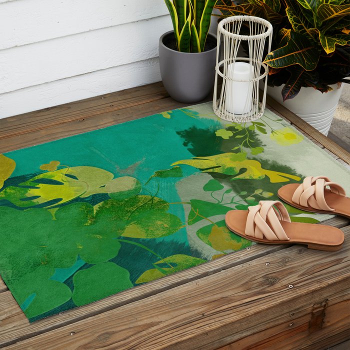 Leaves nature abstract Outdoor Rug Gallery Image 2