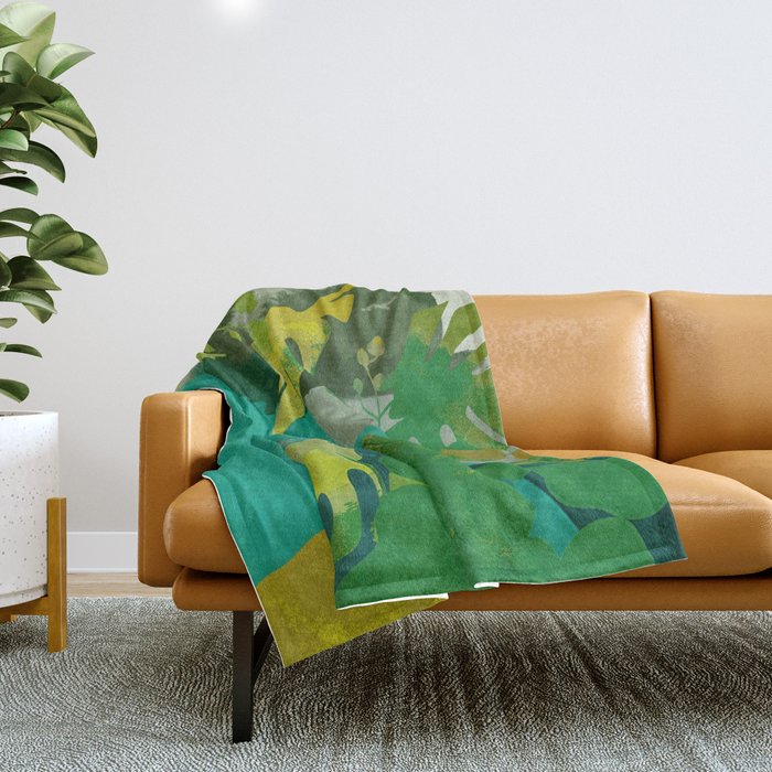 Leaves nature abstract Throw Blanket Gallery Image 1