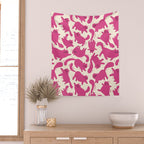 Playful Pink Cats Pattern Wall Tapestry Gallery Image 2