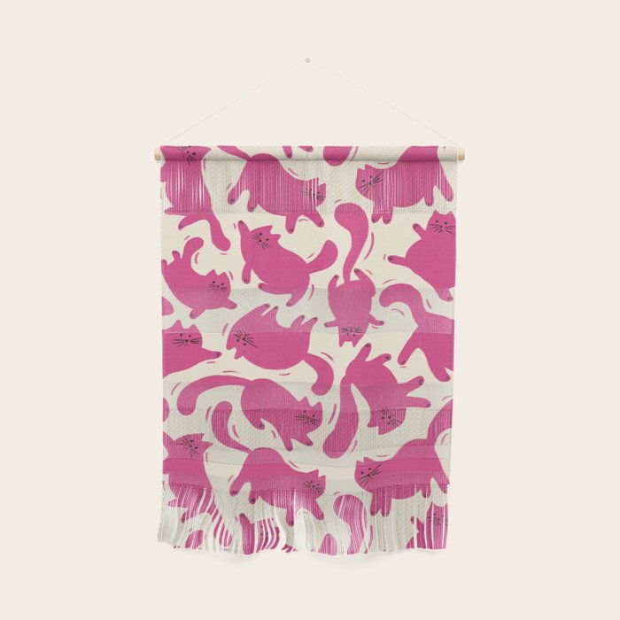 Playful Pink Cats Pattern Wall Hanging Gallery Image 1