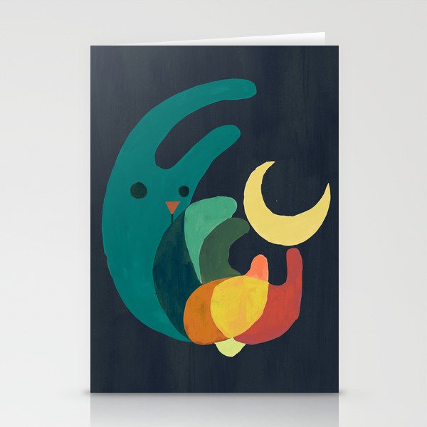 Rabbit and crescent moon Stationery Card Gallery Image 2